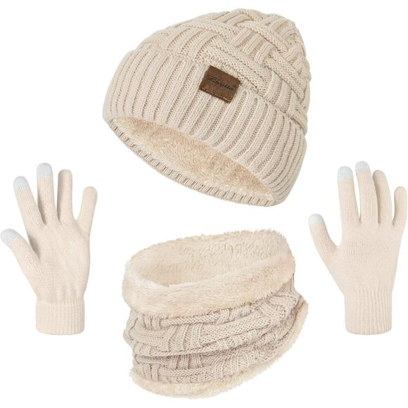 3-Piece Winter Hat Gloves Scarf Set Knit Thick Warm Fleece Casual Fashion main image 6